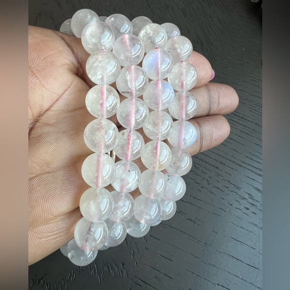 (ONE) Pink moonstone bracelet 9mm SIZE 6.5’ - Picture 2 of 3